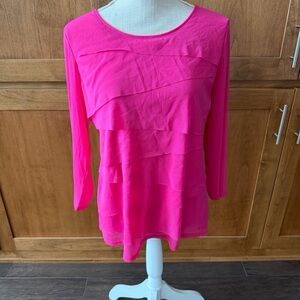 Alfani || pink tiered ruffled long sleeve blouse